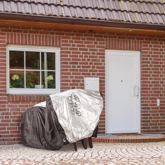 Fietshoes voor 3 fietsen - HBD 110x200x100 cm - afdekhoes fiets met draagtas - zwart/zilver van FIETSHOES