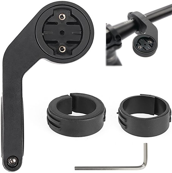 Fietshouder geschikt voor Garmin fietscomputer - Fietshouder - Fietssteun - Incl. Spacers en inbus sleutel - Verlengde Voorsteun voor Fietscomputer - Out-Front Stuurbevestiging - Fietscomputer Houder geschikt voor Garmin Edge - Zwart