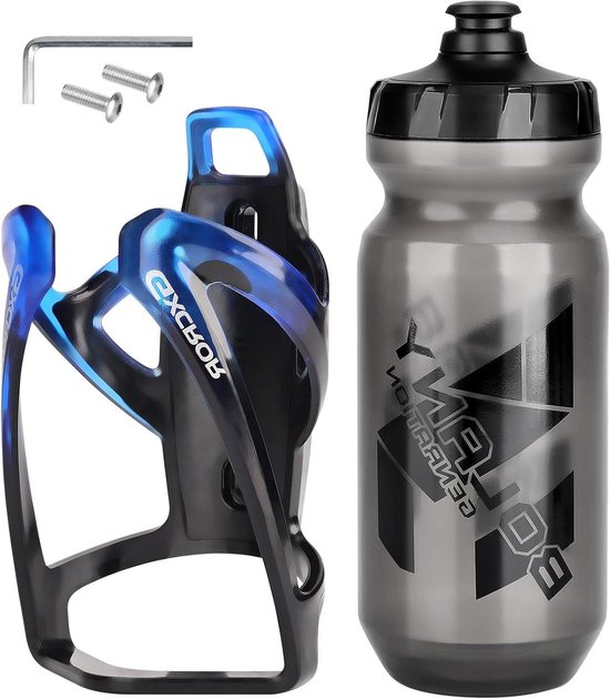 Fietshouder met AirTag - Bekerhouder fiets Drinkfleshouder - Veilig Fles Vervoeren - Verborgen AirTag Lager - 7-10 cm Diameter - Blauw