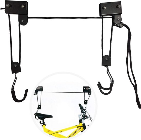 Fietshouder Plafondlift - Fietslift Fietsopslag - Fietsen Ophangen - Robuuste Katrolconstructie - Max 57 kg - Zwart