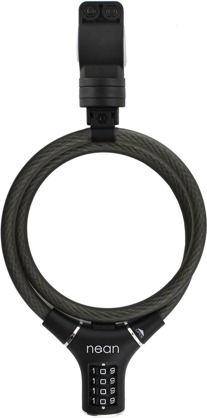 Fietskabellot cijferslot fietsslot met houder spiraalslot draadkabel kabelslot 12 x 900 mm, zwart van LuvDoor