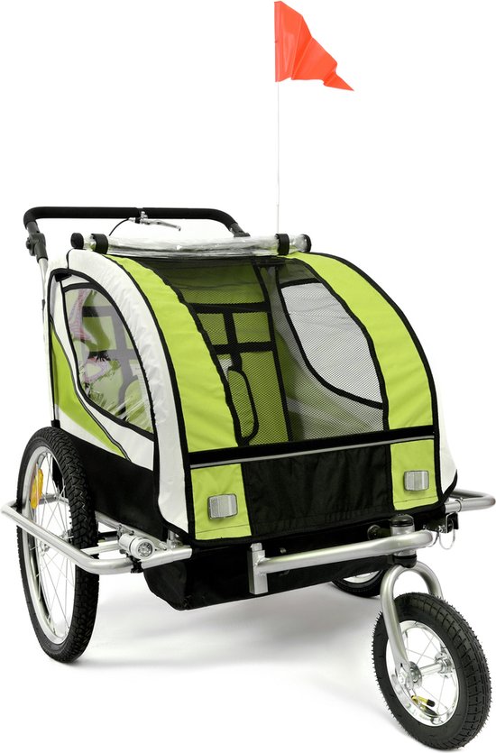 Fietskar - 2 kinderen - met schokbreker - lime van Pepper.