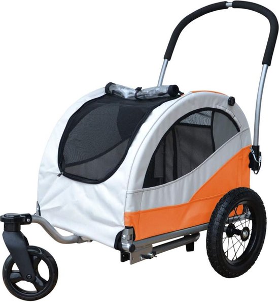 Fietskar Bagage - Fietsaanhanger voor Kinderen - Wit met Oranje van Moaaxy