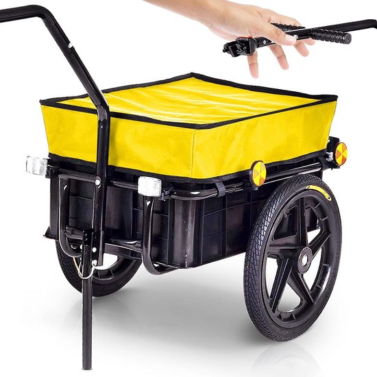 Fietskar Bagage - Fietsaanhanger voor Kinderen - Zwart met Geel van VidaXL