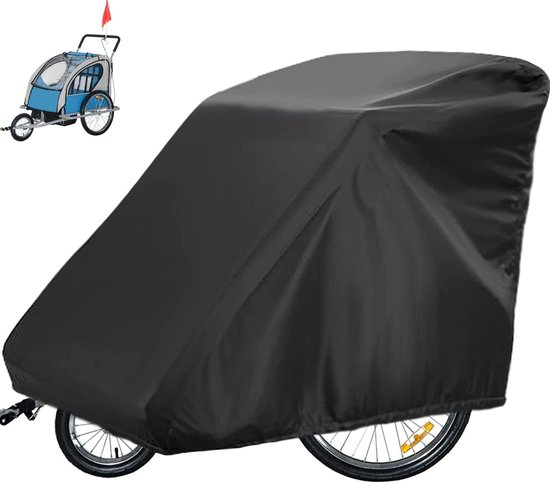 Fietskar Cover - Waterdichte Fietskar Opslaghoes - 420D Oxford Materiaal - met PU-coating - Met Uv-Beschermhoes - Kid's Pet Bike Trailer Cover Anti-UV - Winddicht - Stofdicht - 84*140*100Cm - Zwart van Merkloos