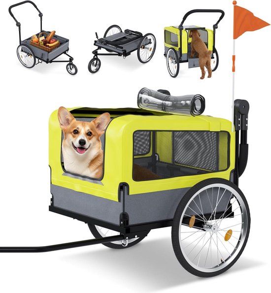 Fietskar hond - wandelwagen hond - 2 in 1 fietskar en wandelwagen hond - hondenfietskar - honden buggy - voor kleine honden van Merkloos