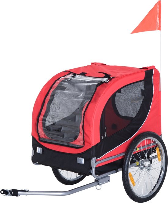 Fietskar - Hondenfietskar - Fietskar hond - 130x 90x110 cm - Rood/Zwart van HOMCOM