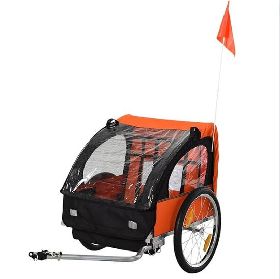 Fietskar Voor 2 Kinderen - Regenwerende Kinderfietskar Met 40 kg Draagvermogen - Fietskar Bagage Voor Kinderen Vanaf 18 Maanden van Ncocobuy