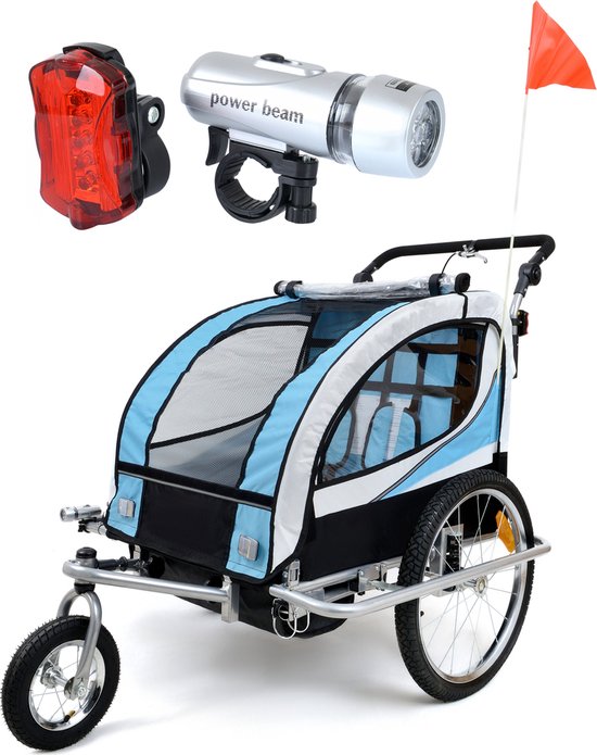 Fietskar voor kinderen - met buggyfunctie - en schokbrekers - blauw van Hauck