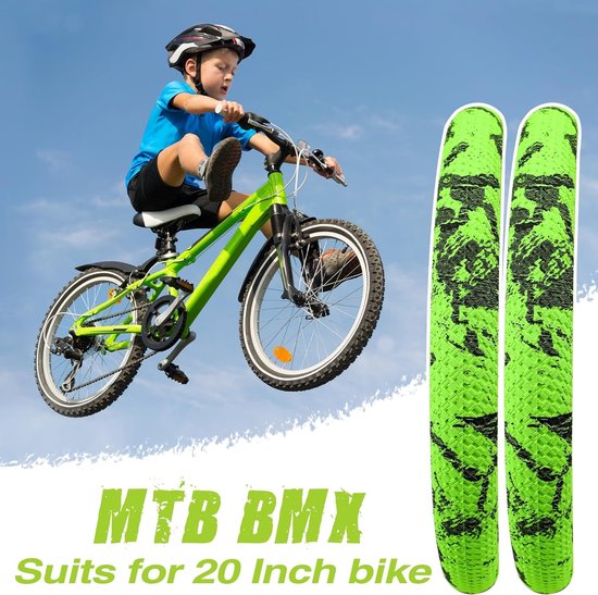 Fietskettingen 20 Inch Banden, Set van 2, Vouwbanden 20 x 2.1, Vervangingsbanden met Binnenbanden voor Mountainbike, BMX en Stadsfietsen in Blauw/Zwart