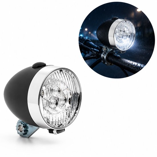 Fietskoplamp - Fietsverlichting - Retro Koplamp - Zwart
