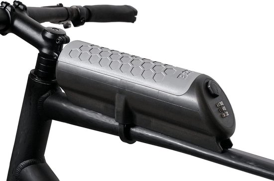 Fietskrat afsluitbaar geïntegreerd cijferslot gewatteerde binnenruimte 26 cm grijs. Fietskrat van M-Wave