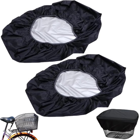 Fietskrat hoes- 2 stuks - Fietskrat afdekhoes - Mandhoes - Fietsmand - Fietskrathoes waterdicht - Uitgerekt formaat 70*80cm - Voormand Regenbestendig - Geschikt voor Waterdichte Fietsboxen - Zwart van Nortec Velcro