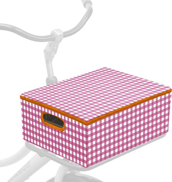 Fietskrat & Hoes M Pink Checkmate van Basil