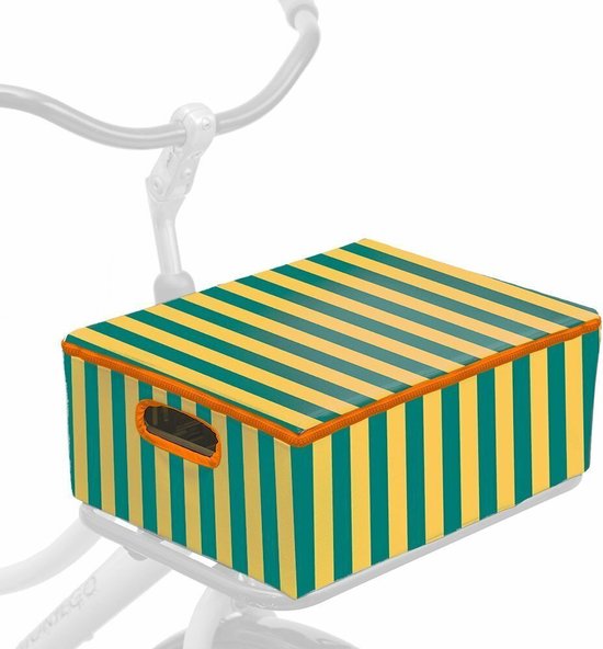 Fietskrat & Hoes M Yellow & Green Stripes van Basil