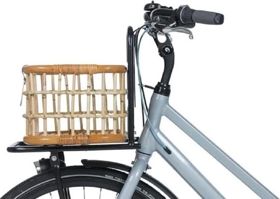 Fietskrat Rotan Green Life Medium Voorop Natural Bruin Met Snelle Bevestiging Fietskrat van Basil