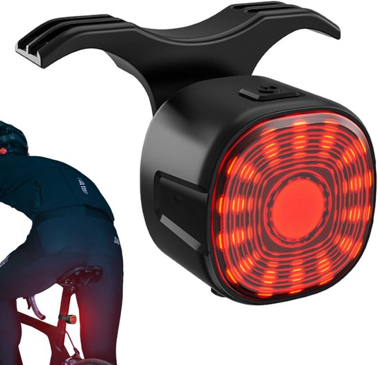Fietslamp Achter - Dimbare Lamp - Veilig Fietsen - Intelligente Sensor - 150 Meter Zicht - Rood