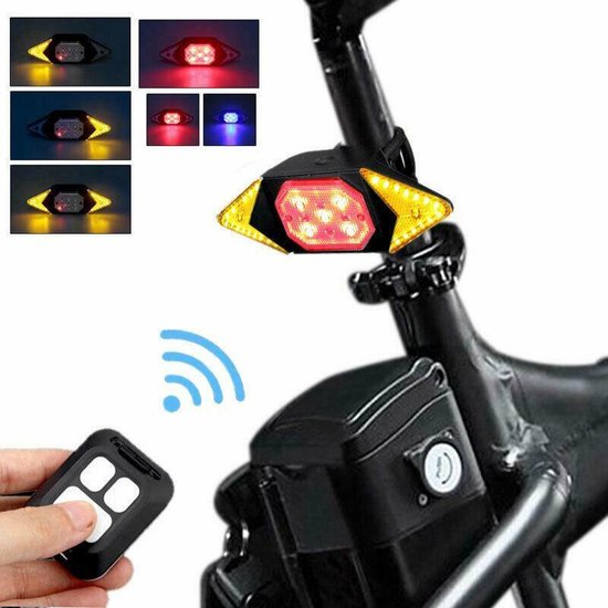 Fietslamp - Achterlicht Fiets LED - USB Oplaadbaar - Afstandsbediening - Fietsverlichting - 6 Standen - Richtingaanwijzer - Geluidssignaal