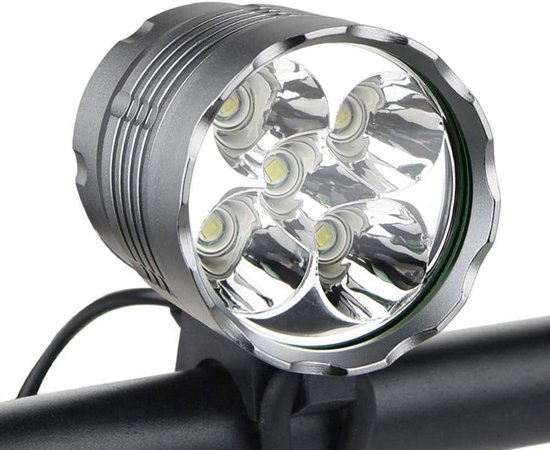 Fietslamp - fietslamp voorlicht - koplamp - fiets voorlicht - 6000 lumen - 5 LED-fietslamp - waterdichte mountainbikekoplamp - Oplaadbare batterij
