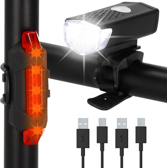 Fietslamp - Fietslicht - Fietsverlichting - Achterlicht fiets - LED - USB - Zwart