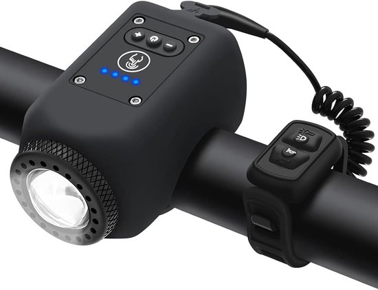 Fietslamp - Fietsverlichting - Fietslicht - Elektrische Fietsclaxon Met Fietsverlichting - 110 Db - 5 Geluidsstanden - Oplaadbare Waterdichte Fietslamp Met Claxon Voor Kinderen En Volwassenen, Mtb- En Racefietsaccessoires - Zwart