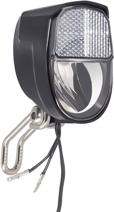 Fietslamp Koplamp - Dynamo Verlichting - Veilig Fietsen - Permanente Parkeerfunctie - 10x6x6 cm - Zwart