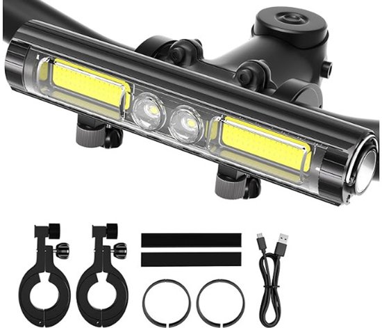 Fietslamp met 400-1500 lumen, superheldere LED-koplamp, 8 standen, oplaadbare fietslamp met 3000 mAh in- en uitgang, gebruiksduur 4-8 uur, waterdichte fietskoplamp voor fietsen en mountainbiken.