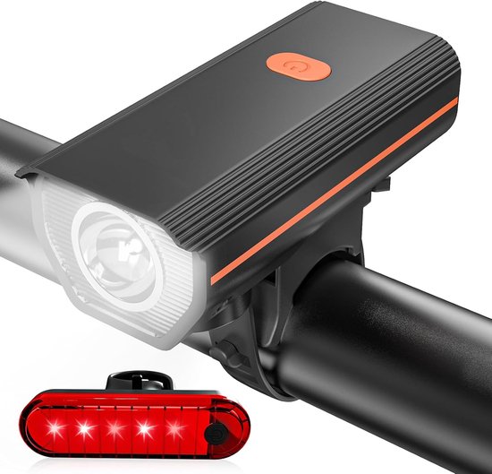 Fietslamp - nachtrijden super helder - oplaadbare auto lamp - voorlichter met achterlicht - oranje - 10 * 4,5 * 4cm