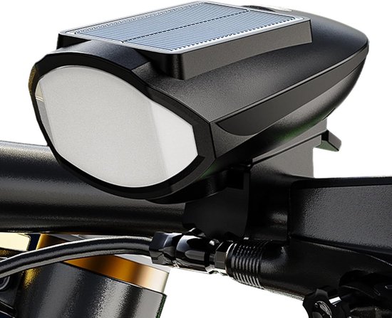 Fietslamp op Zonne-energie met Hoge Helderheid, Inclusief 120dB Claxon en USB Opladen