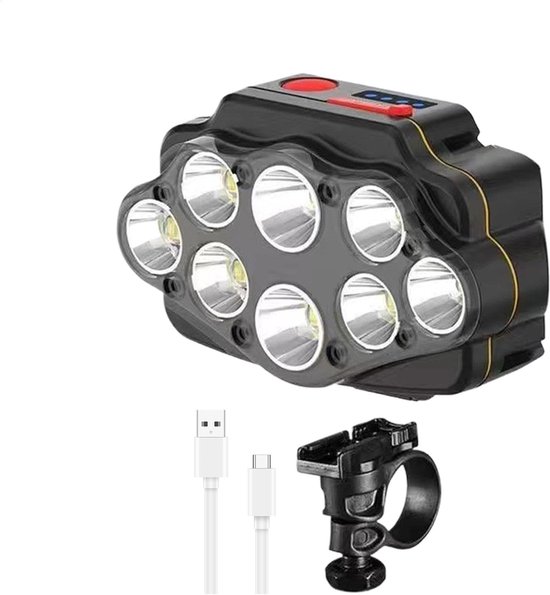 Fietslamp USB - Oplaadbare Fietsverlichting - Veilig Fietsen - 8 Lampen Superhelder - 10 x 75 x 7 cm