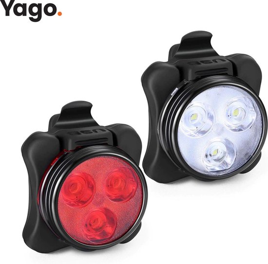Fietslamp | Verlichting | Wandellamp | LED | Voor & Achter | Set van 2 | IP45 | Bevestiging | Clip | Wit & Rood | 4 modes | USB Oplaadbaar | Met bevestiging
