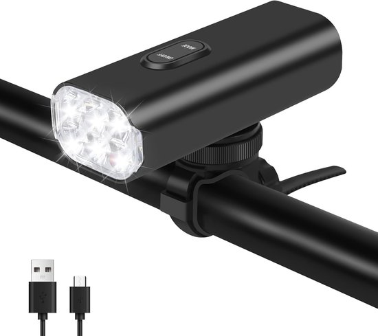 fietslamp voorlicht - 6 LED heldere fietslamp - fietslamp - koplamp - fiets voorlicht - 2000 lumen lichtgewicht fietskoplamp - 4800 mAh USB oplaadbare fietskoplamp - IPX-6 waterdichte fietskoplamp - accessoires geschikt voor alle fietsen