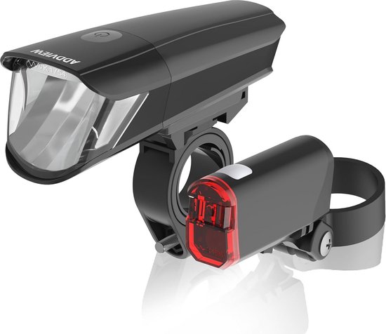 Fietslampen Set 40 Lux - Accu Voorkant en Achterkant, StVZO-Goedgekeurd, IP65, LED met Batterij Indicator