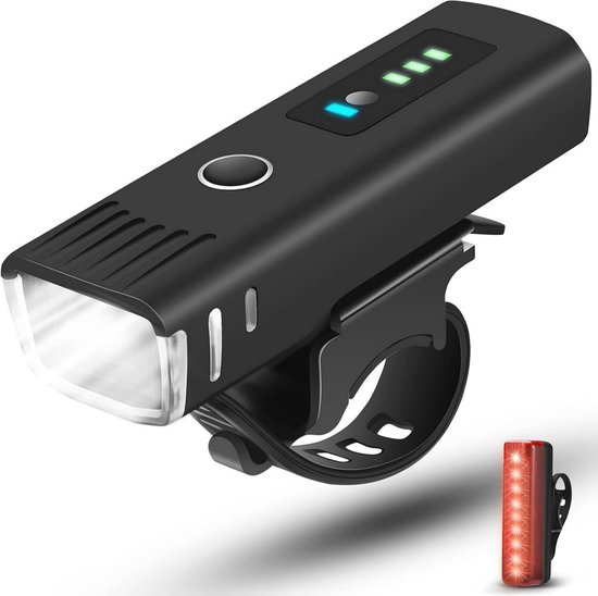 Fietslampenset LED voor- en achterlicht 5000 lumen USB oplaadbaar IPX5 waterdicht