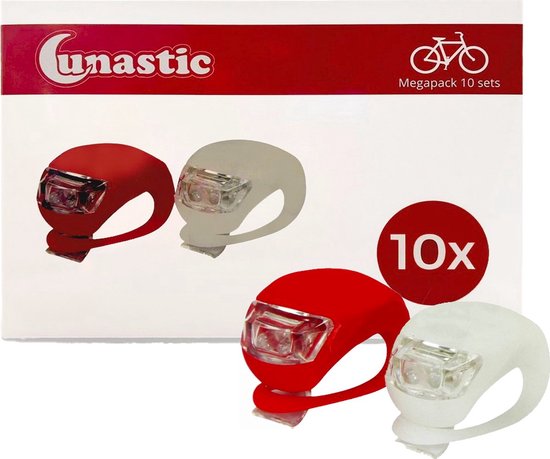 Fietslampjes LED 10 Sets (10 x Wit & 10 x Rood) Lunastic Fietsverlichting Inclusief Batterijen - Set van 20 x Fietslampjes - Fietslamp op Batterij van Merkloos