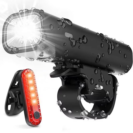 Fietslampjes, LED Fietsverlichting Set USB Oplaadbaar — 400 Lumen Voor- & Achterlamp, IPX6 Waterdicht, MTB & Racefiets