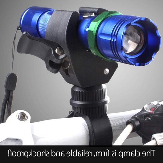 Fietslicht Houder - Zaklamp Klem - Fietsen Verlichten - 360 Graden Roterend - 20-35mm Stuur - Rood