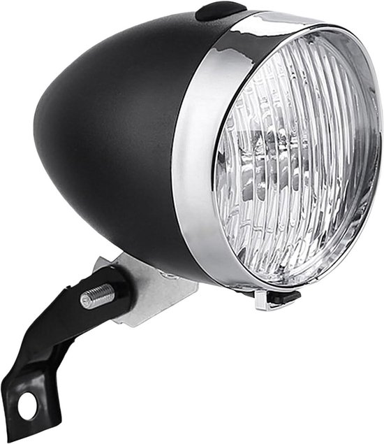 Fietslicht Voor - Voorlicht Fiets - Nachtfietsen - Klassiek Retro Ontwerp - 3 LED - Zwart