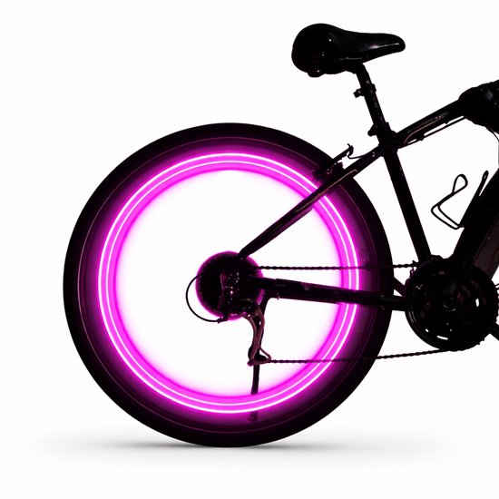 Fietslicht Wiel I Spaakverlichting I Fietslamp Wiel I LED Fietsverlichting I Ventieldop Flitslicht I 2 Stuks I Roze
