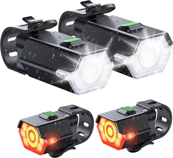 Fietslichten Set - Verlichting Fiets - Veilig Fietsen - Zijwaarts Zichtbaar - 2 Delig - Zwart