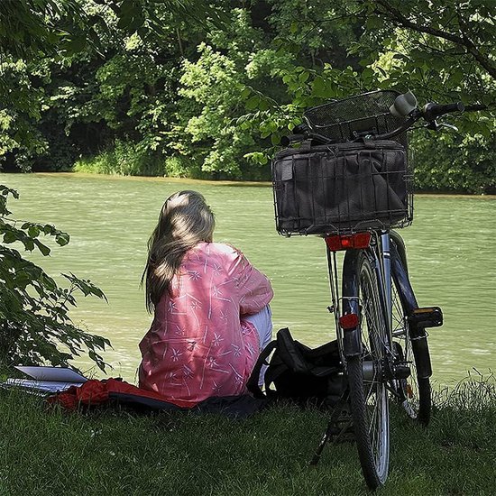 Fietsmand accessoires - inklapbare en afneembare mand voor fiets (zwart) met schroeven. bike basket van Merkloos