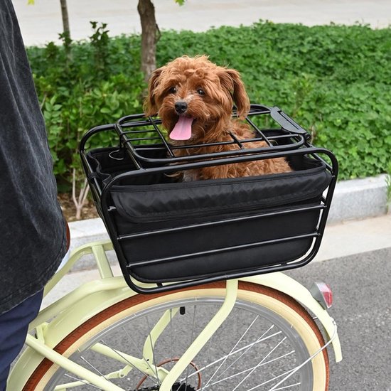 Fietsmand Achter - Hondenmand Fiets - Veilig Vervoer - Afsluitbaar Koolstofstaal - 30 x 23 x 21.5 cm - Zwart