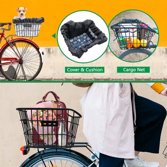 Fietsmand achter, montage zonder gereedschap, fietsmand voor schooltas, honden, schooltasmand, fietsmand achter voor bagagedrager, achterwielmand van Basil