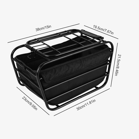 Fietsmand Achterop - Hondenmand Fiets - Veilig Vervoer - Robuuste Constructie - 30x23x21.5 cm - Zwart
