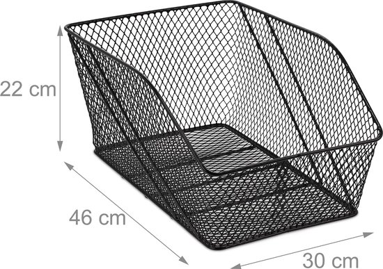 fietsmand achterop, metaal, HBD: 22x30x46 cm, mand bagagedrager, met tiewraps, voor fiets & e-bike, zwart van FastRider