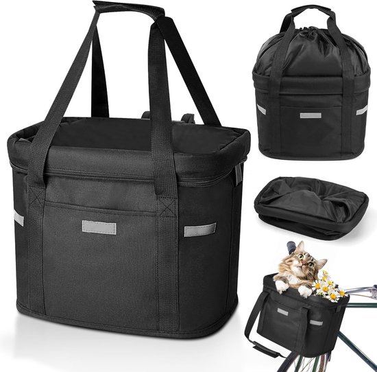 Fietsmand hond - afneembaar - Fietsmand Hond voorop - fietstas hond - Draagtas - Geschikt voor Elektrische Fiets - Zwart van Merkloos