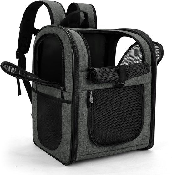 Fietsmand Hond - Fietsmand 2-15 Kg - Ideaal voor Wandelen - Extra Bescherming - Huisdier Drager - Fietsmand Kat - Hondenmand Fiets - Fietsmand Hond Voorop - Luxe Huisdieren Rugzak - Fleece - Grijs