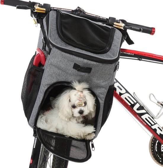 Fietsmand Hond - Hondenmand Fiets - Voorop - Fietstas Hond - Hondenfietsmand - Grijs van Express Doggy