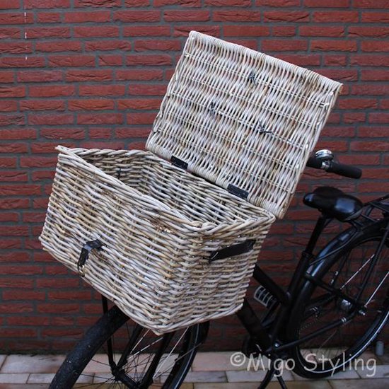 Fietsmand-Met deksel-Bakkersmand-50x40xH30-Riet-Rotan van Basil