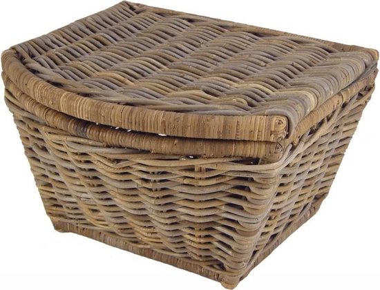 Fietsmand - met deksel - Rotan - Riet - Grey van FastRider